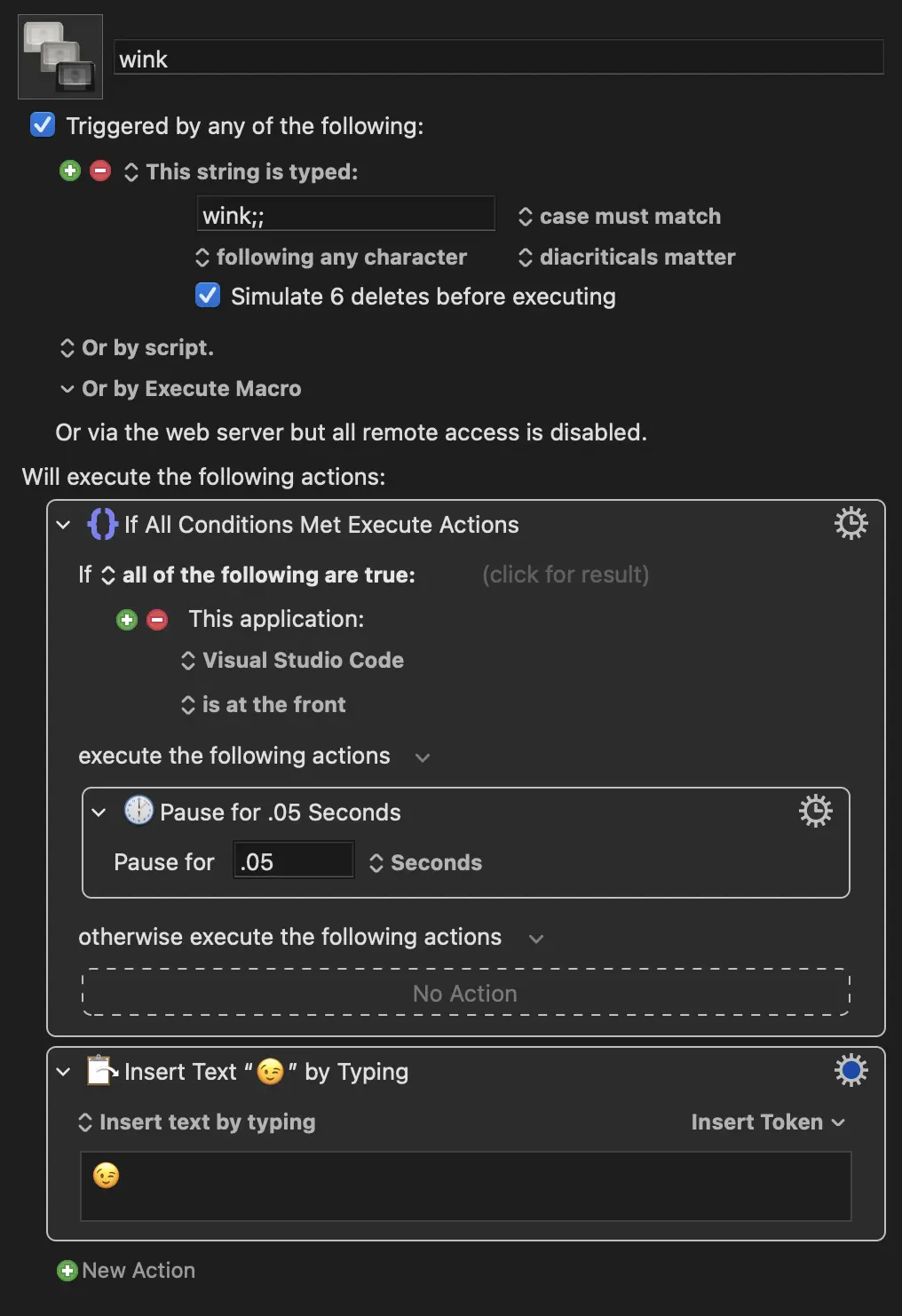 keyboard maestro macro for an emoji text expansion