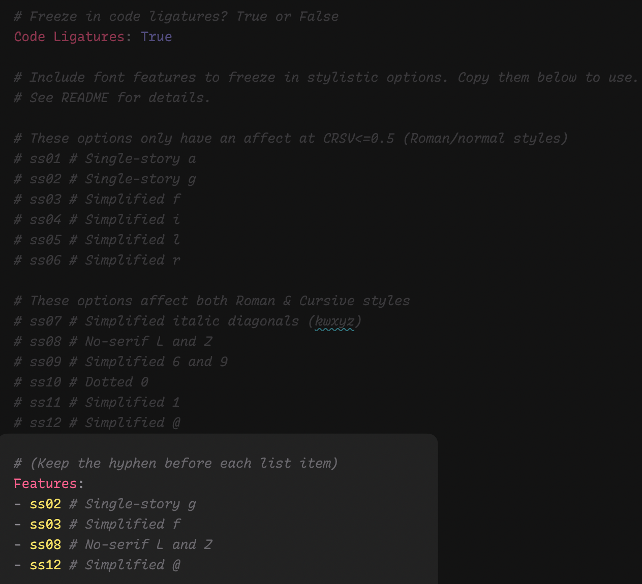 Recursive custom settings