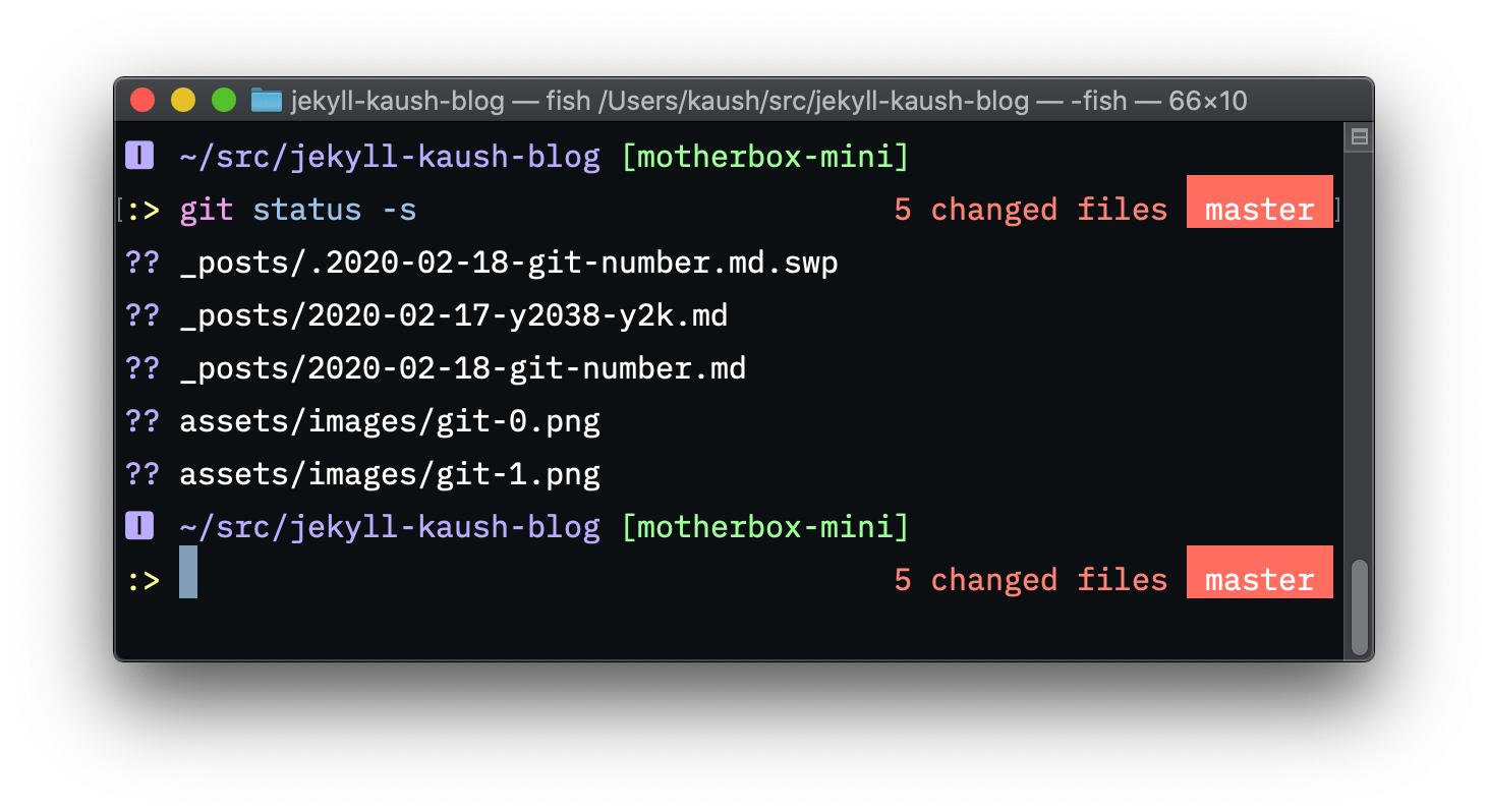 git showing changed files